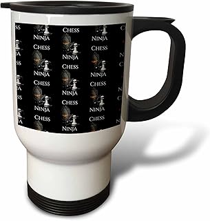3dRose Chess Ninja pattern of a Pawn and Queen chess game pieces. - Travel Mugs (tm_352632_1)