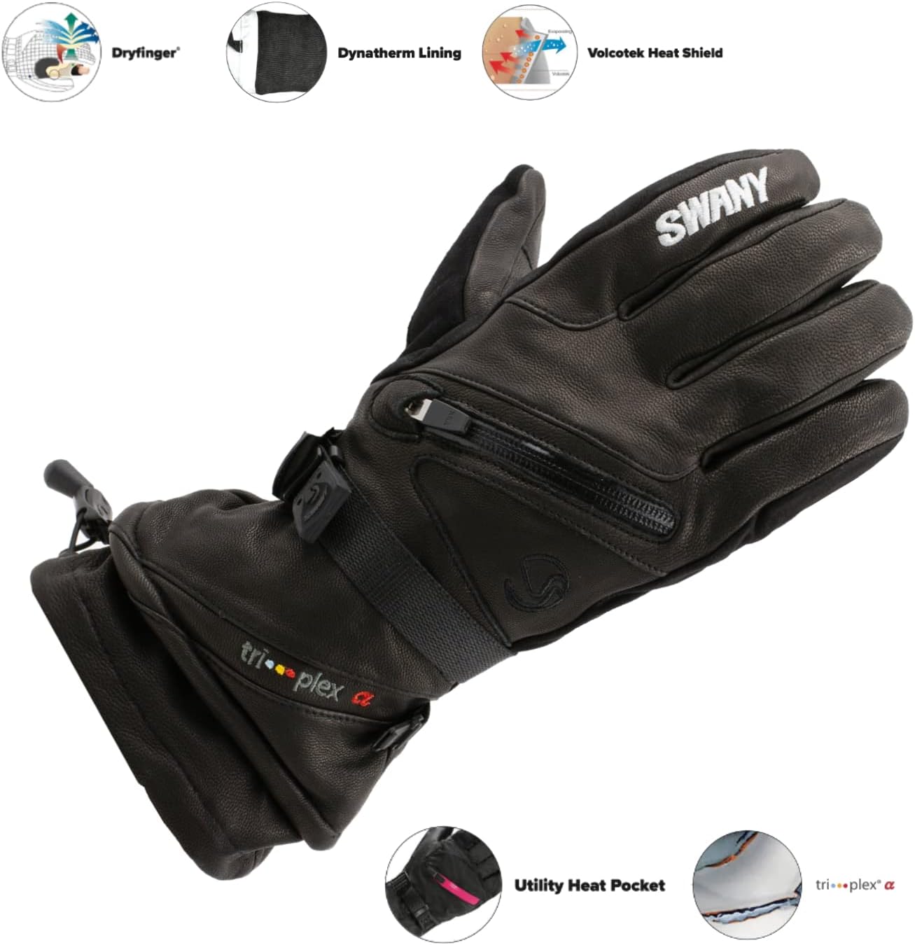 Swany Women's X-Cell 2.1 Sports Moisture-Wicking Quick-Drying Warm Durable Flexible Leather Winter Gloves - Image 3
