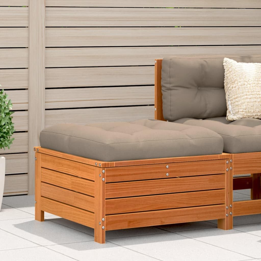 SXZenSpace Garden Footstool Wax Brown 62x63.5x32 cm Solid Pine Wood Outdoor Ottoman Patio Coffee Table with Storage Modular Seating for Garden, Balcony, Terrace or Conservatory Use
