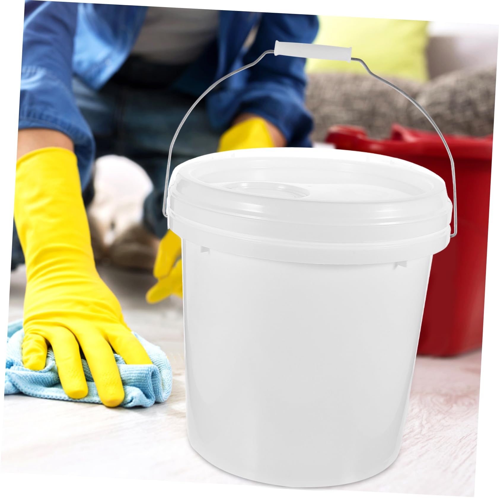 Cubo Redondo Hdpe Blanco de 10 L de Pintura con Tapa
