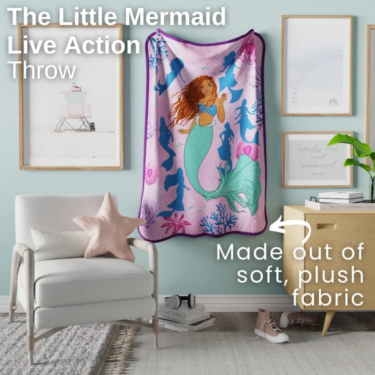 Miniatura 2 de Franco Disney Princess Ariel La Sirenita - Ropa de cama para niños, de película de acción en vivo, súper suave, 46 x 60 pulgadas, (producto oficial)