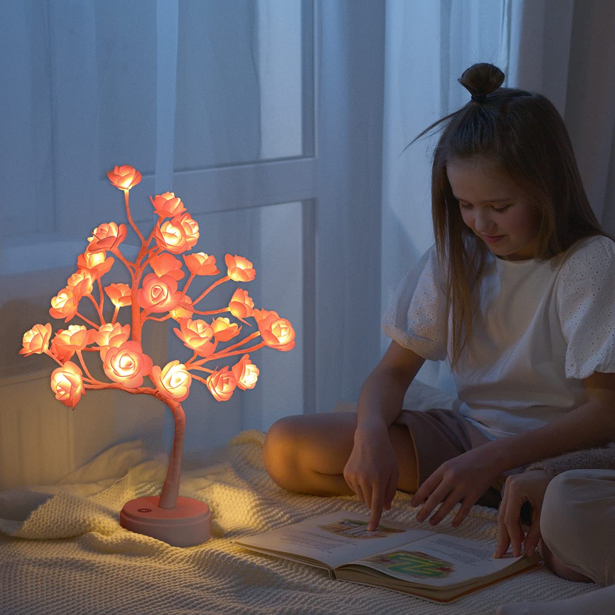ローズツリーランプLED30個ローズナイトライトUSBバッテリー駆動 ホワイト✨️ Amazon.co.jp : ITICDecor ローズツリーランプ 30 LED サイドナイト