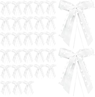 Autoschleifen Hochzeit, 30 Stück Weiß mit Herzen Schleifen, Autoschleifen Antennenschleifen, Hochzeit Schleifen für Hochzeitsdekoration Auto Tisch Zimmer Party Dekoration(22 * 13cm)