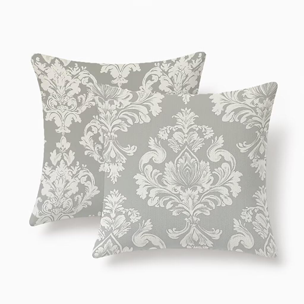 Housses de coussin 60x60 anti-taches gris imperméable lin pour jardin et salon