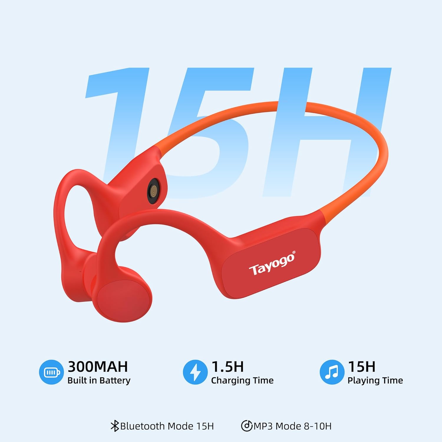 Tayogo Swimming Headphones-Bone Conduction Headphones, IP68 Waterproof Built-in MP3 Player 32G Memory, Underwater Swimming Headphone, Wireless Open Earphones Bluetooth 5.4, for Running, Cycling - Image 4