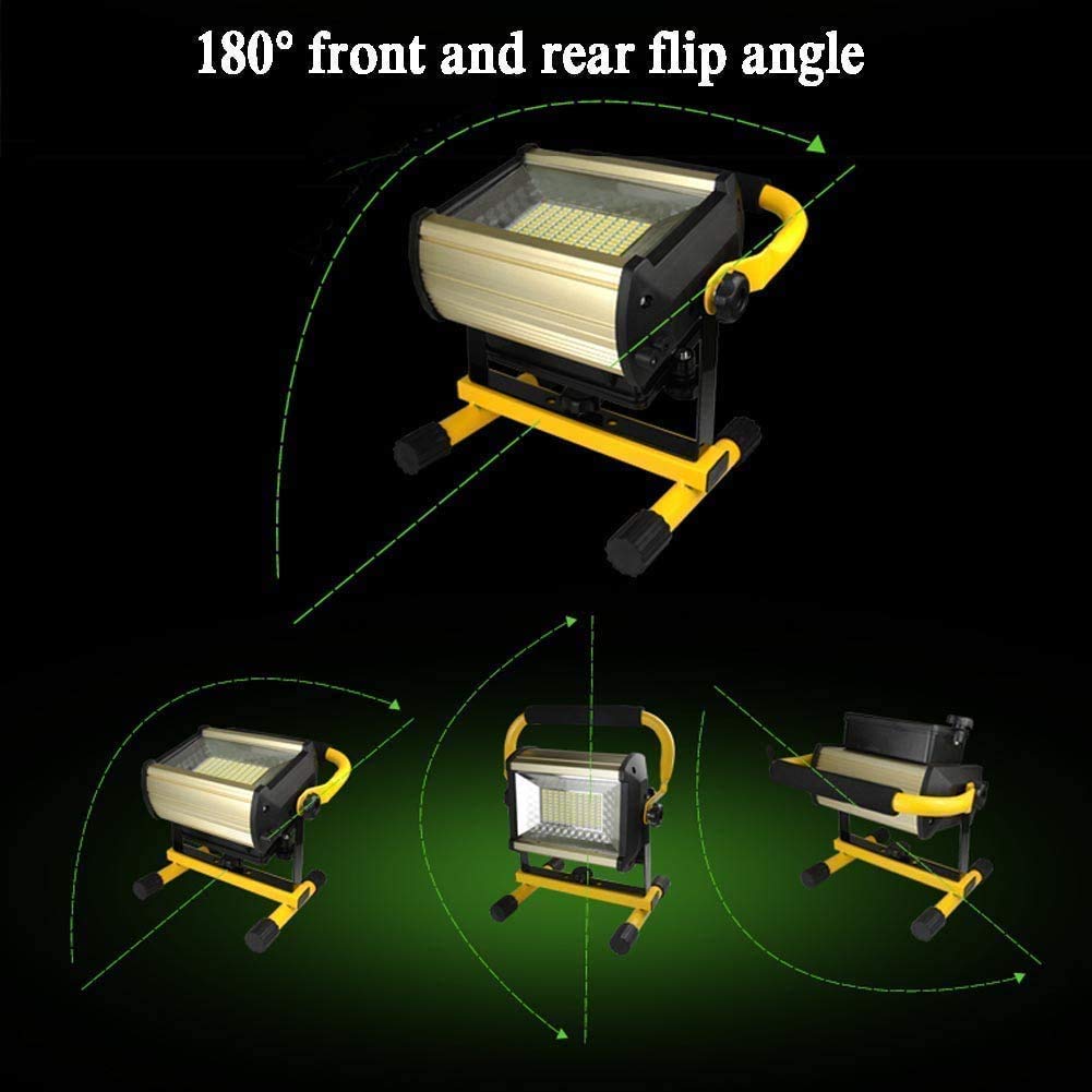 Luz de trabajo LED recargable, reflector portátil de 100 W con 4 modos de brillo, diseño impermeable para reparación de coches, pesca, iluminación de jardín