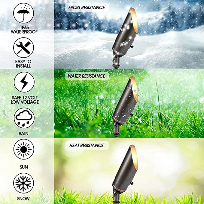 LED Spot Lights Outdoor Landscape Lighting 106 - Solid Brass Spotlight LED Yard Lights Security Landscape Lights for Beautiful Bright Long Lasting Home Garden Patio Area Deck Lighting (6 Pack No Bulb) - Image 4
