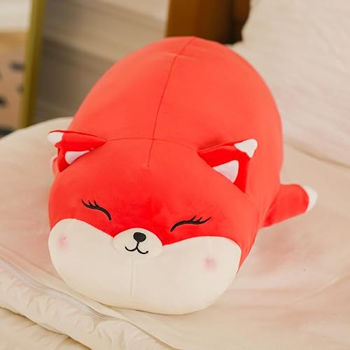 Miniatura 4 de Peluche de zorro de 22 pulgadas, almohada grande y suave para el cuerpo, peluche de zorro grande, peluche Kawaii para niñas, regalos para niños y