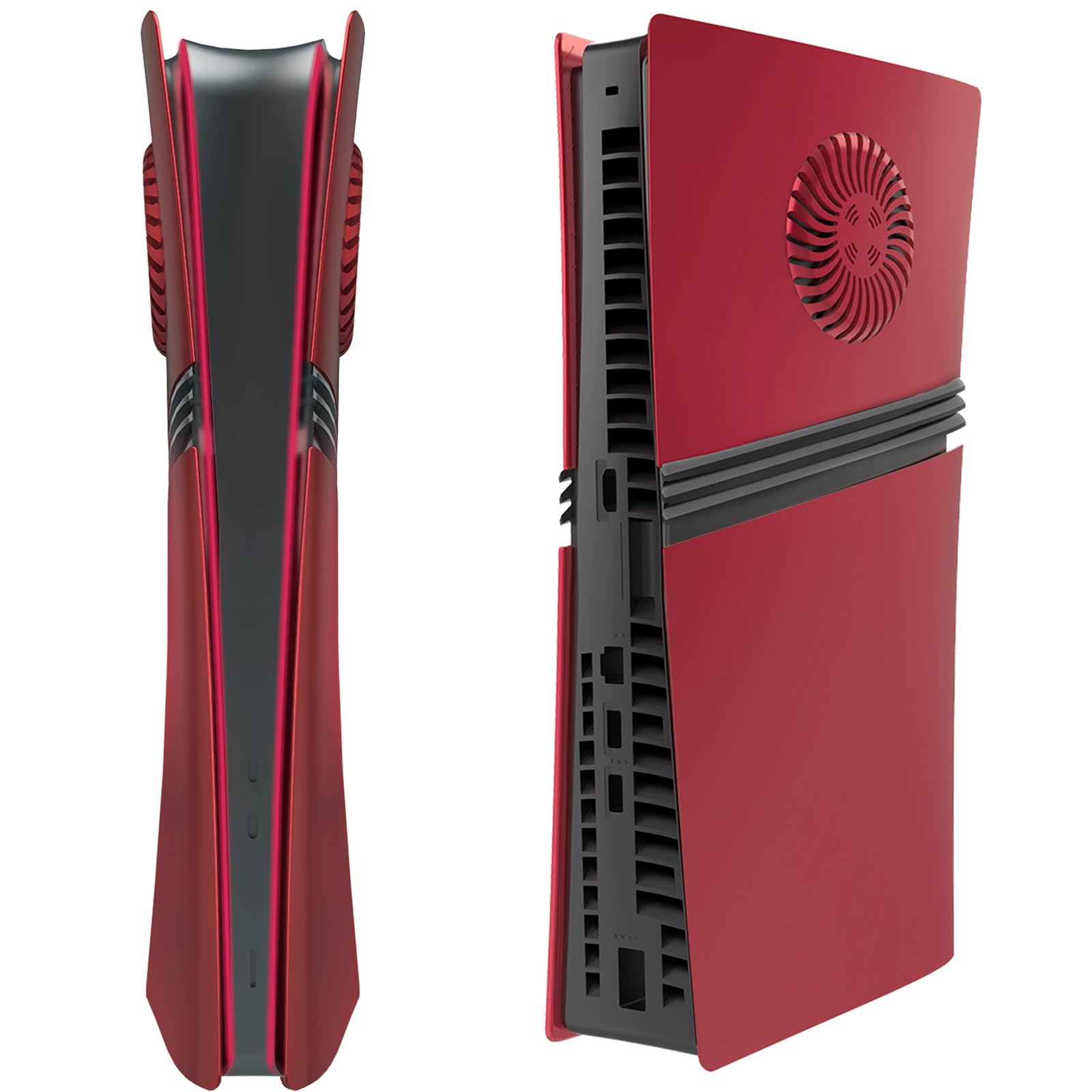 Carátula para PS5 Pro, Tapa Delantera Tapa Trasera con Ventilación de Refrigeración, Carátulas de Repuesto para Carcasa Antipolvo (Rojo Edición Digital)