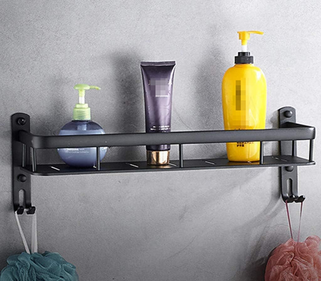 タオルバー タオルラック、ブラックタオルラックバスルームスペースアルミ、壁取り付け穴なしラックヴィンテージドレッシングテーブル収納棚