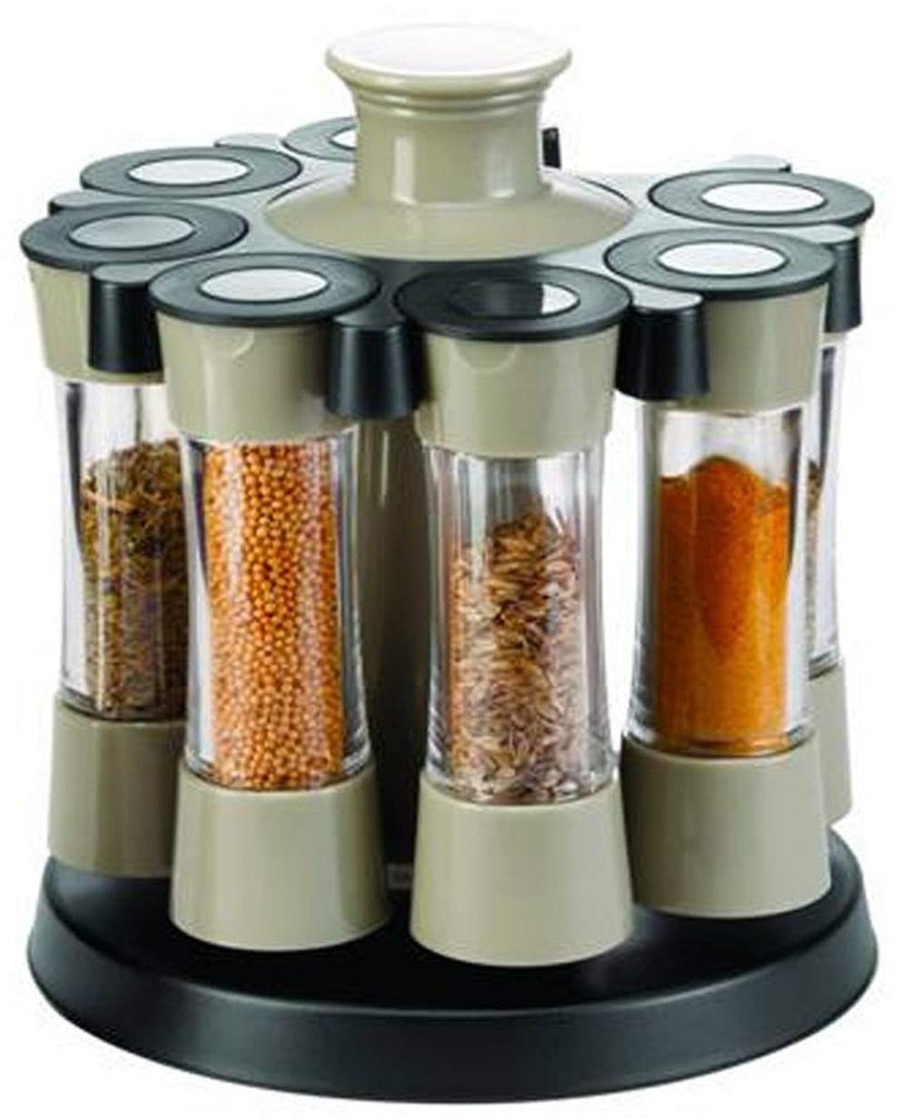 Turboeu Revolving Spice Rack Organizer For Cabinet Countertop With 8 Spice Jars
