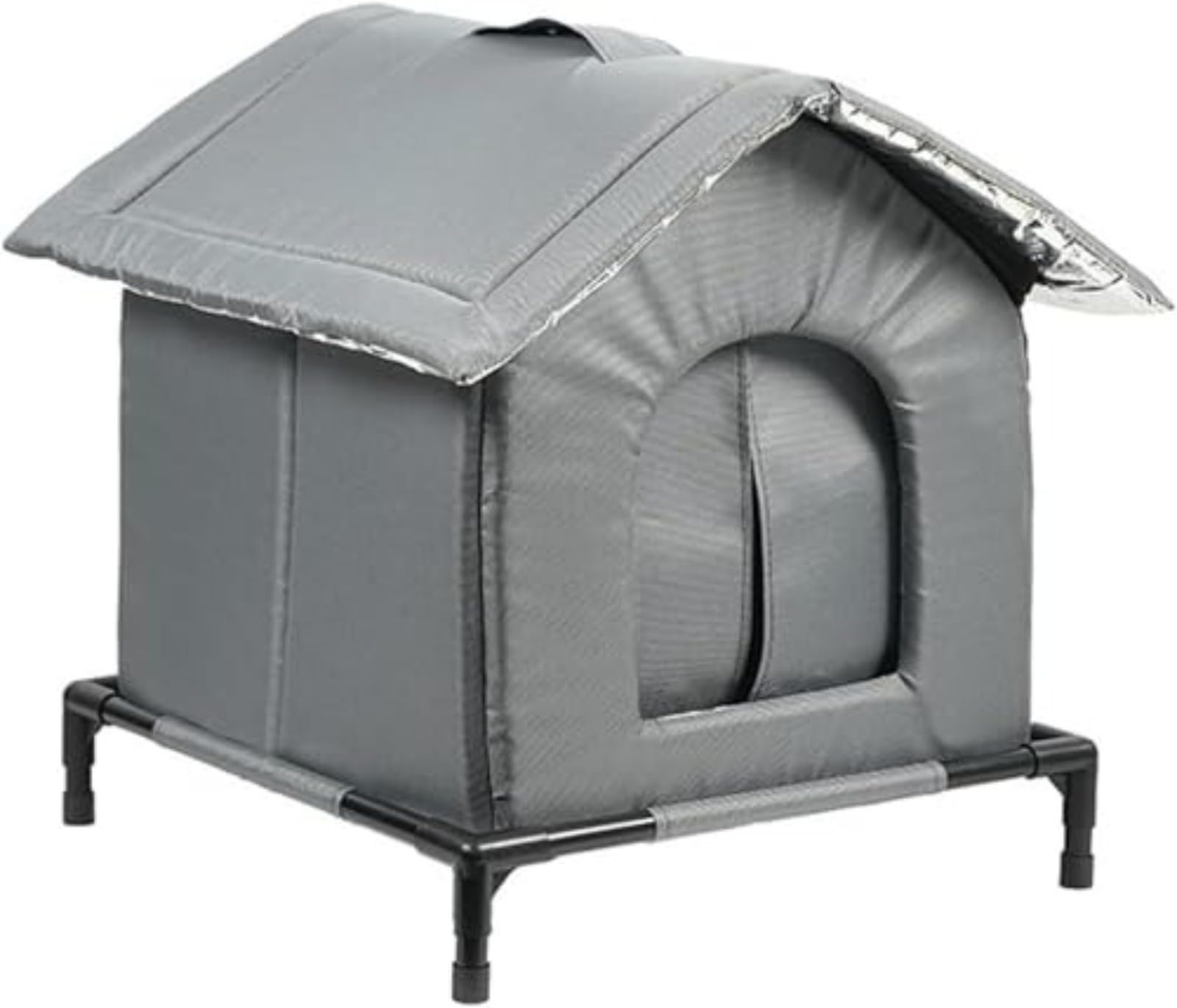 Caseta de gato exterior, casa para gatos impermeable con suelo elevado y base – Aislamiento térmico cama para animales de invierno para jardín césped