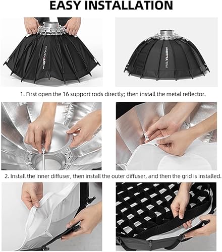 Miniatura 7 de AMBITFUL 23.6 '' 23.6 in Estudio Plata Gran Angular Belleza Plato Rejilla de Panal Bowens Montaje para Fotografía Estudio Flash Head y Monolight