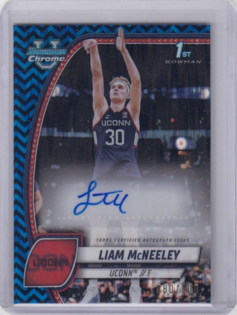 Basketball Trading Card 2024-25 Bowman University Chrome Prospect Autograph Refractor #52 Liam McNeely EX/NM Auto /100