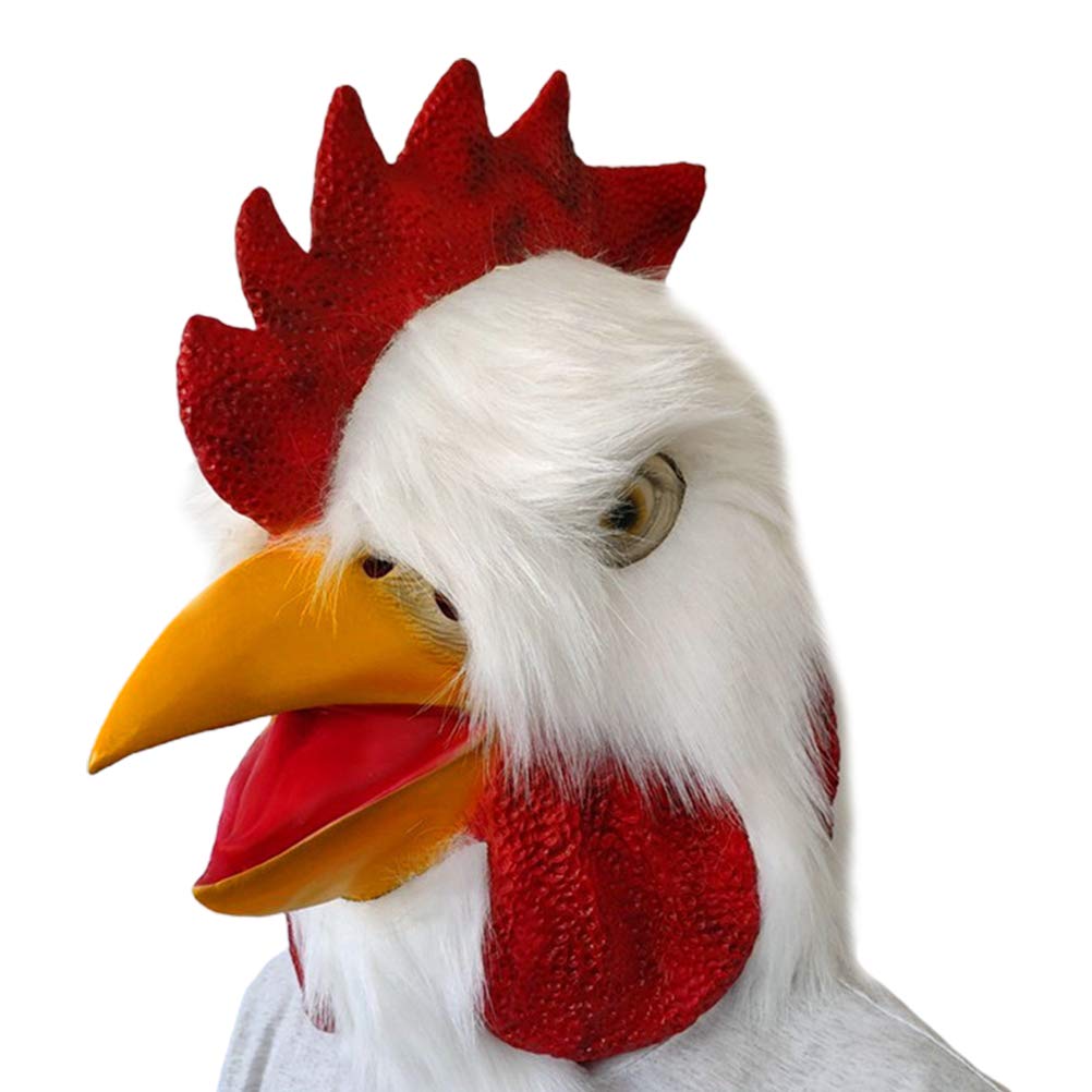 Beaupretty Masque Tête de Poulet Blanc en Latex, Accessoire Déguisement