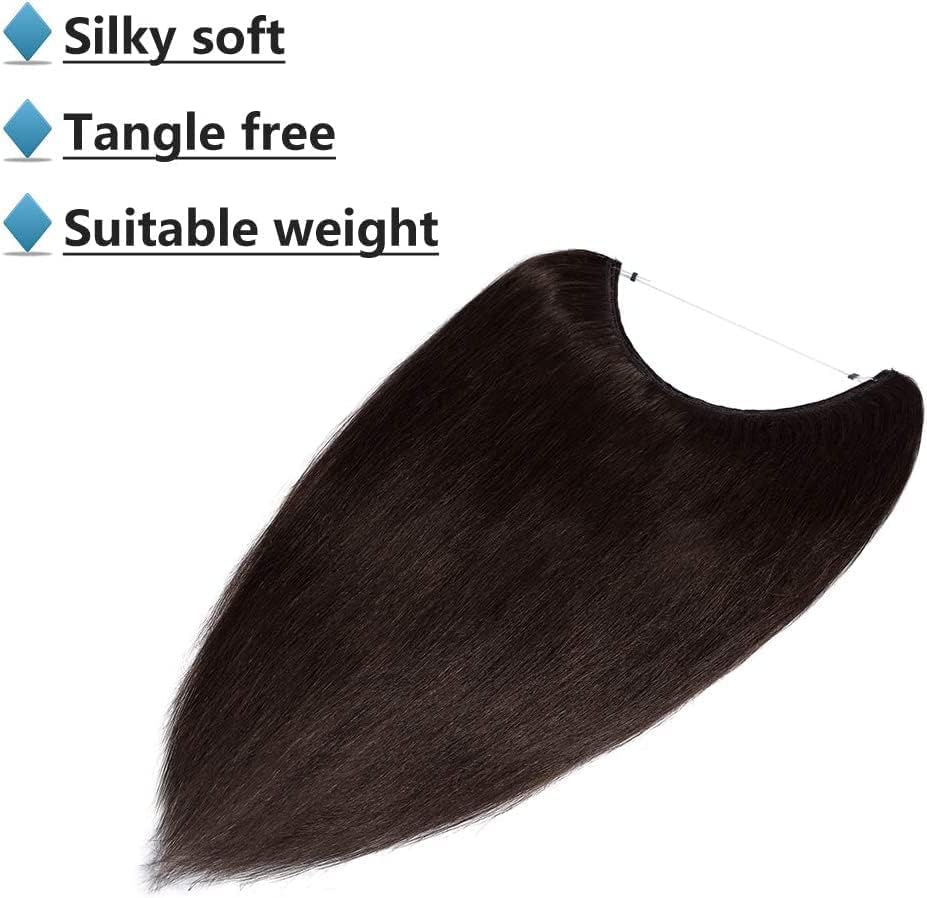 18inch Invisible Silk-co Secret Wire In Hair Extensions Real No Clip Invisible Remy Human Hair One Piece Natural Hairpiece Extensions #02 Dark Brown - Image 5