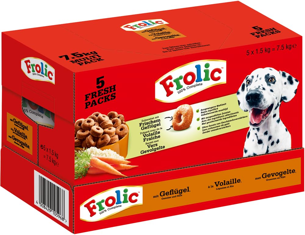 Frolic Complete Cibo per cani pollame, verdure e riso, 1 confezione (1 x 7,5 kg)