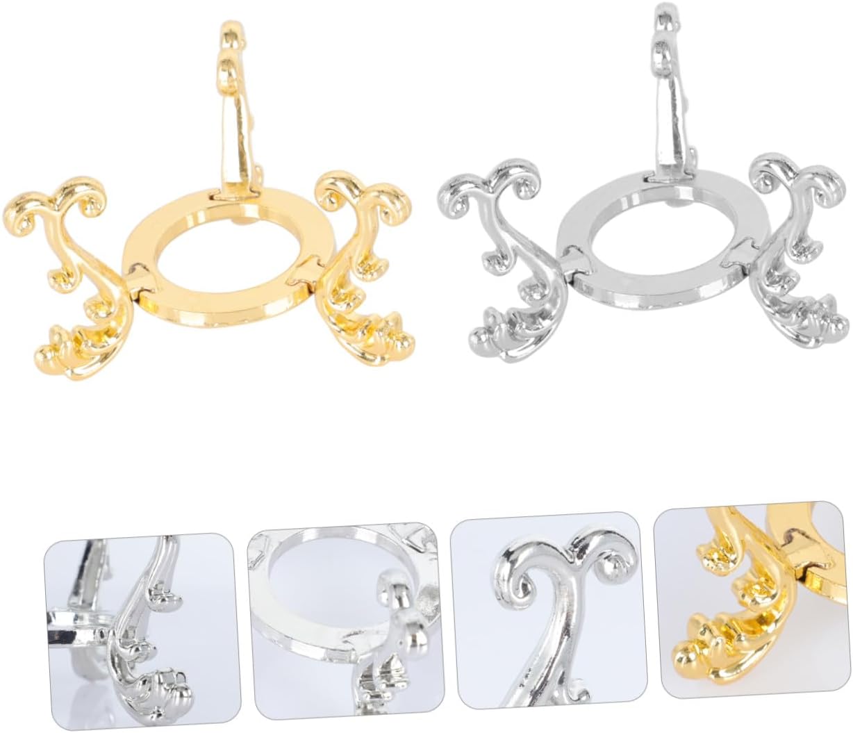 Holibanna 2Pcs Crystal Ball Metal Holder Gold Plated Metal Stand