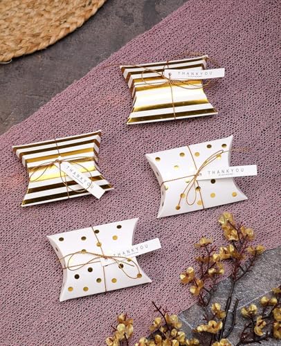 Image of SATYAM KRAFT 60 Pcs Golden Decorative Folding Paper Gift Boxes | For Wedding Return, Birthday, Engagement, Function Return Gifts | Fancy Packaging for Chocolates, Dry Fruits (White & Golden)