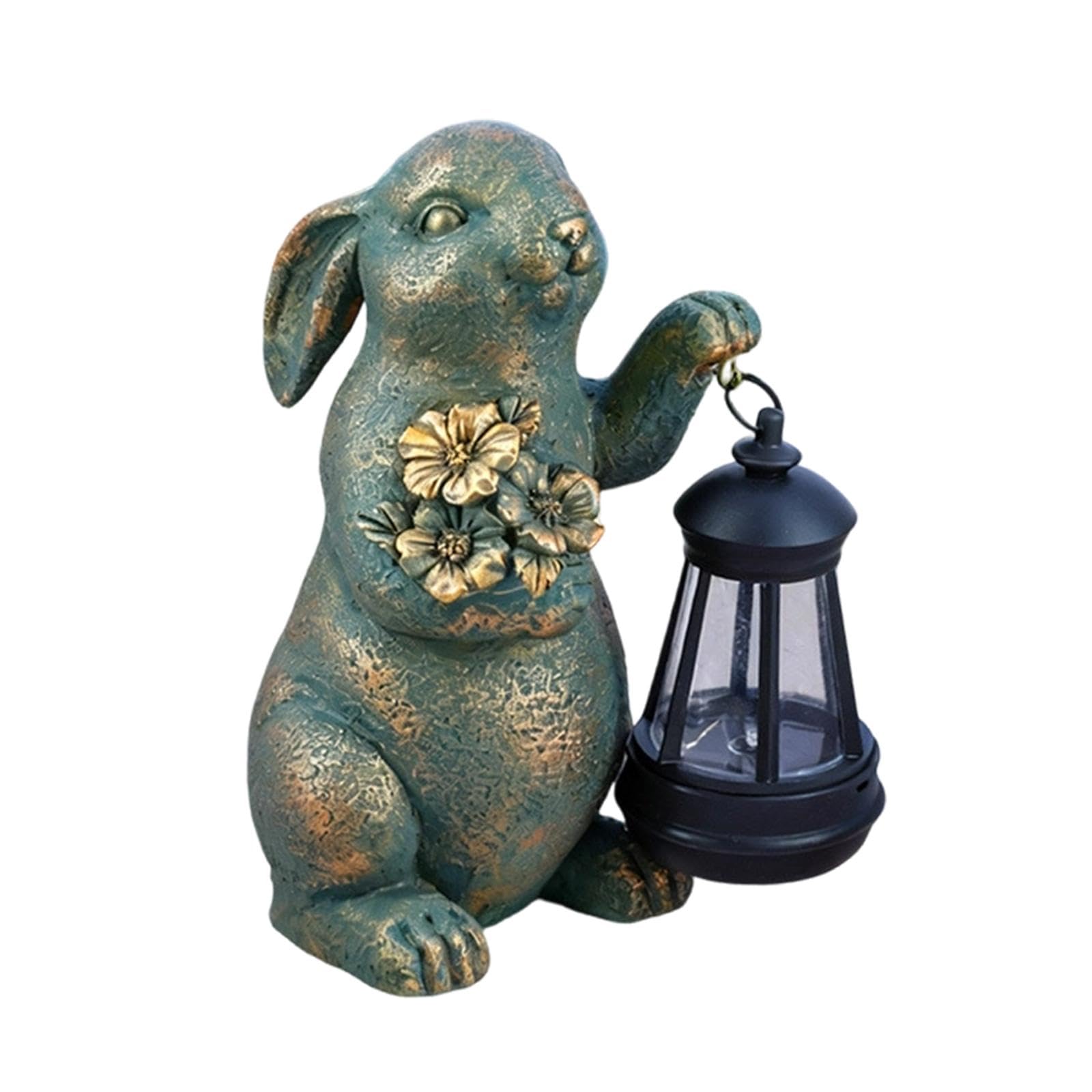 Statuetta da Giardino con Illuminazione a LED, Decorazione da Tavolo, Scultura di Animale E Decorazione Primaverile per Terrazzo, Mensola, Ingresso, F, Rame
