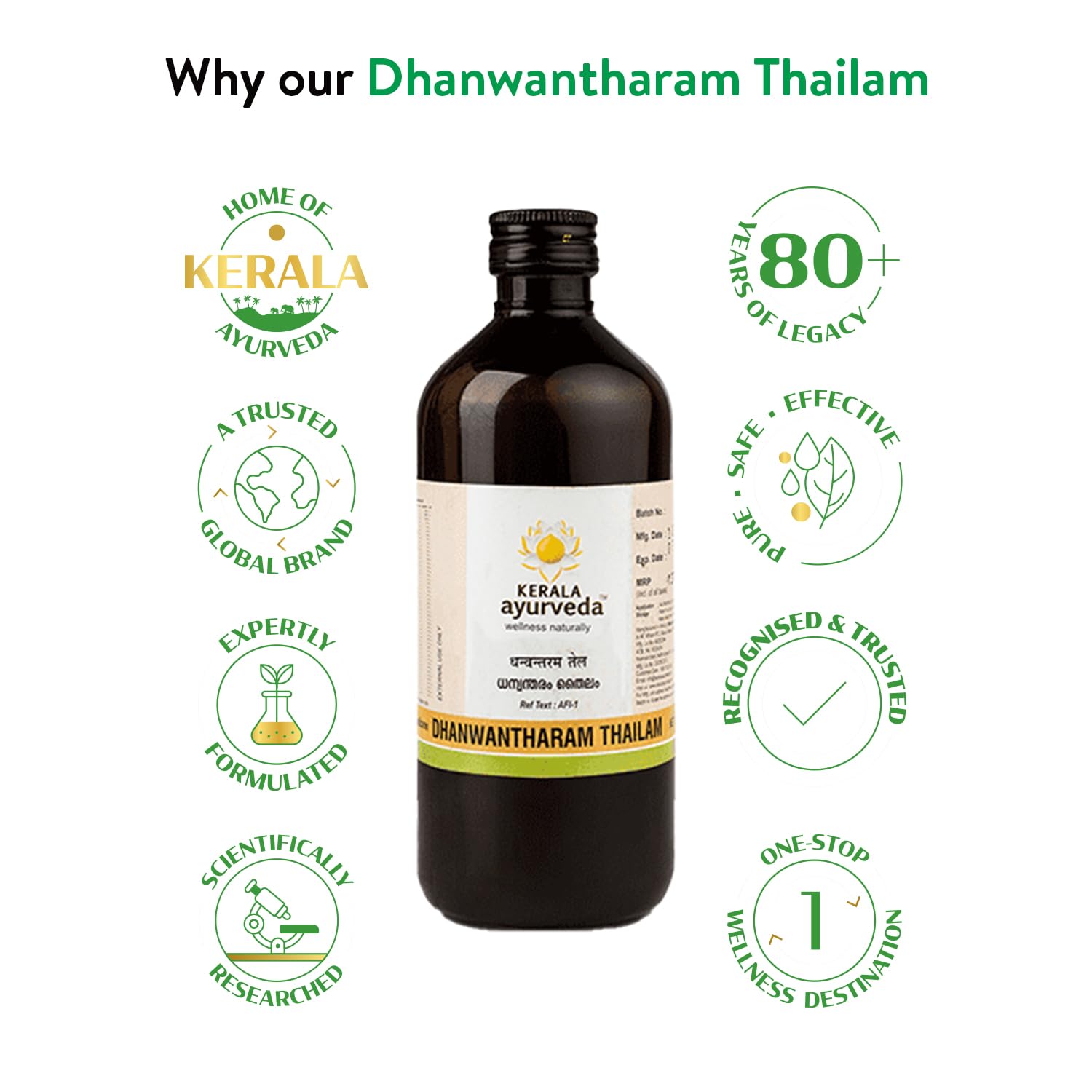 Kerala Ayurveda Dhanvantaram Thalum 450 mL Ayurvedic Massage Oil Relax For Body. Intensive moisturizer | Body oil for pre-post and post-genius. Reduces stretch marks Kerala Ayurveda Dhanvantaram Thalum 450 mL Ayurvedic Massage Oil Relax For Body. Intensive moisturizer | Body oil for pre-post and post-genius. Reduces stretch marks