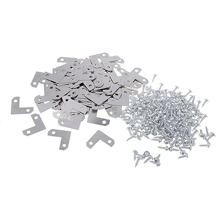 FLAWISH 100 Piece Metal Corner Brace Plate Right Angle Flat Bracket for Photo Frame Picture Frame