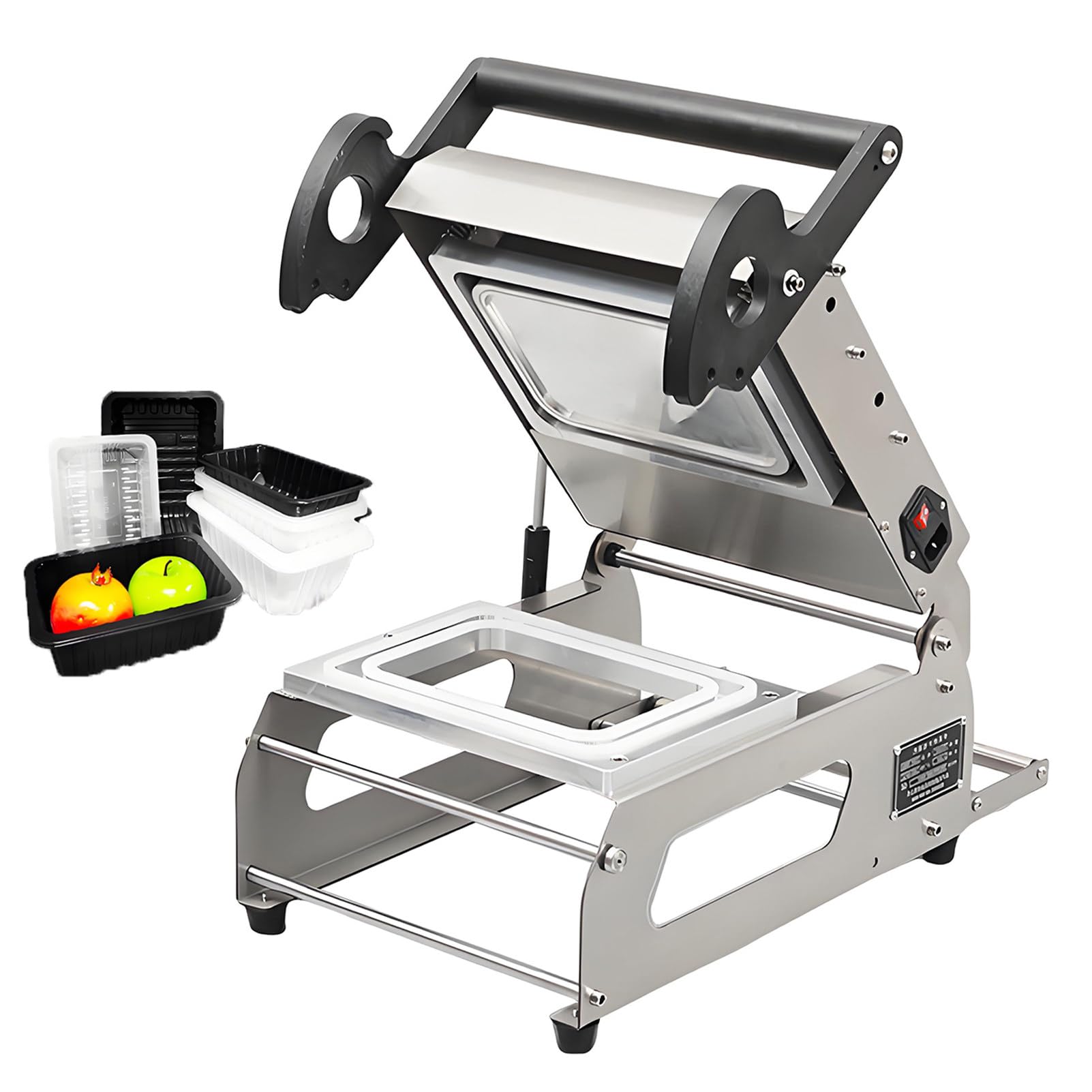 Selladora Térmica Comercial de Alimentos para Bandejas, Máquina Selladora Manual de Envases de Alimentos con Perilla de Ajuste de Temperatura de 7 a 8 Veces por Minuto 140 * 140