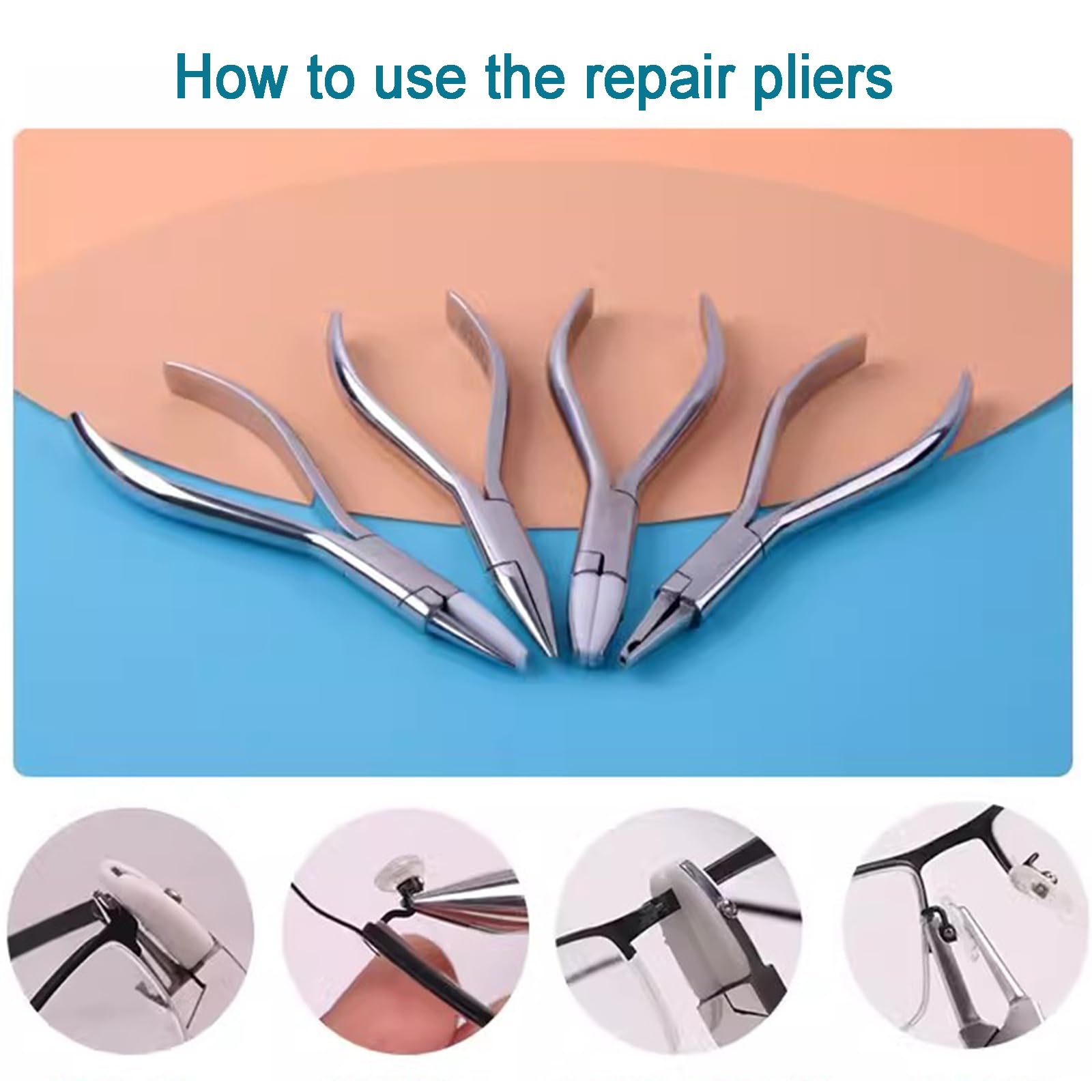 Kit de reparación de gafas con 8 herramientas de marco de gafas sin montura, 4 alicates para gafas, 4 bolsas de almacenamiento para destornilladores, ideal para reparación de relojes y teléfonos