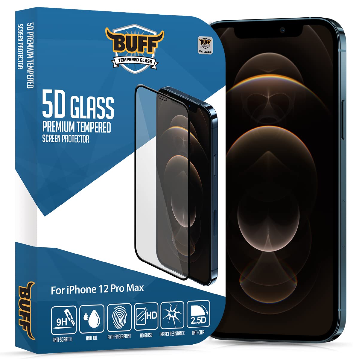 Buff Labs Iphone 12 Pro Max Uyumlu 5D Glass Ekran Koruyucu