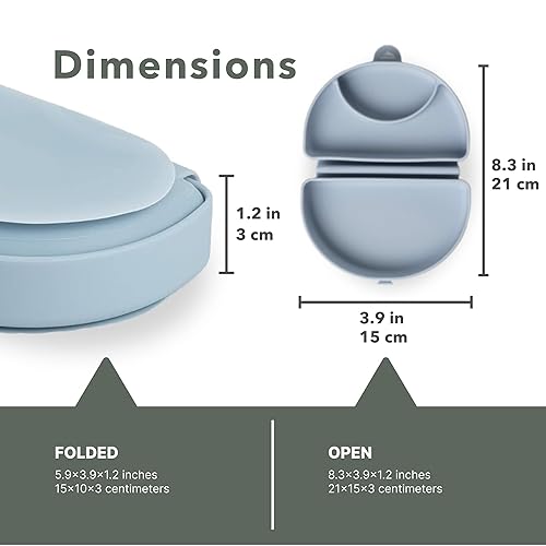Miniatura 9 de Miniware Plato de viaje para bebé con succión, plegable de silicona esencial para promover la autoalimentación, apto para lavavajillas, sin BPA,
