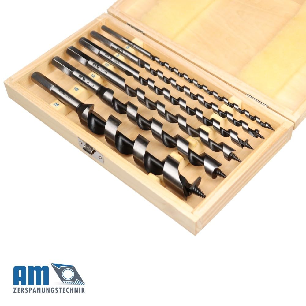 Juego de brocas de serpiente (diámetro 6-25 x 230 mm, 6 piezas, brocas largas para madera)