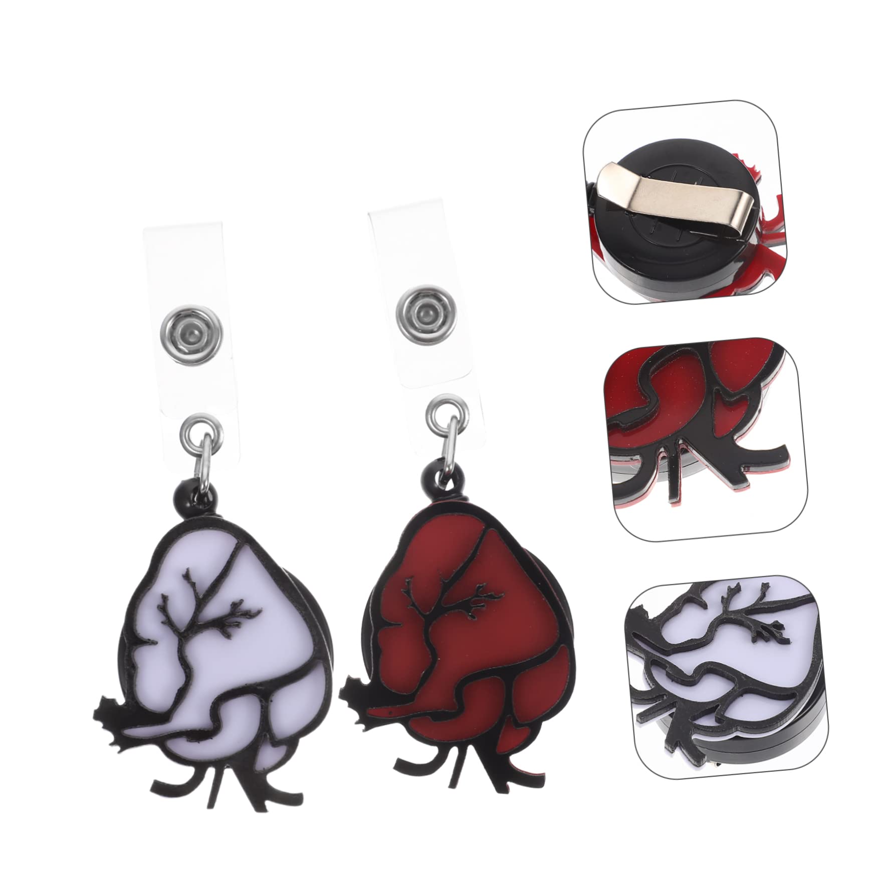 10pièces Porte-badge Rétractable Forme De Cœur Blanc Et Rouge Pour Infirmiers Enseignants Étudiants Et Conférences
