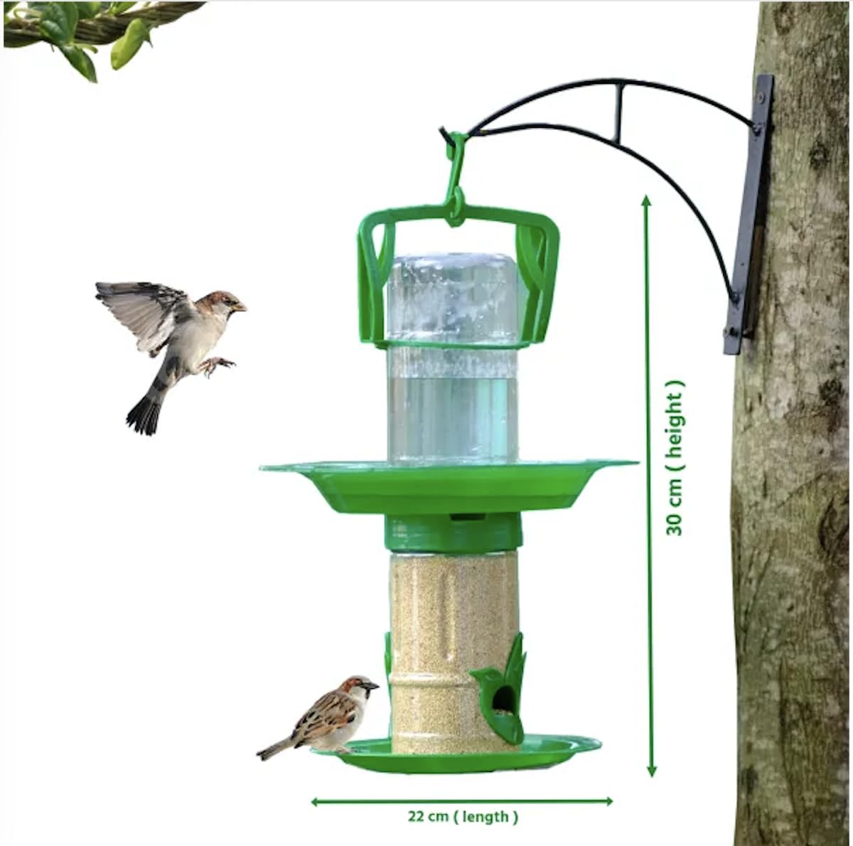 Small Double Decker Bird Feeder - Water & Seed -5