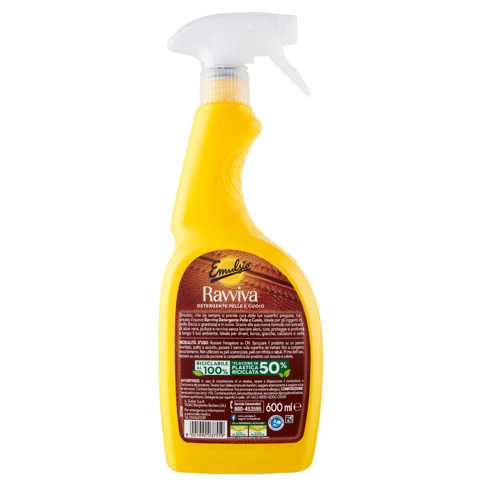 Emulsio Reaviva la piel y el cuero limpiador en spray para revestimientos de piel lisa o granulada, fórmula con aloe vera alto poder limpiador, acción protectora, perfume de larga duración – 9