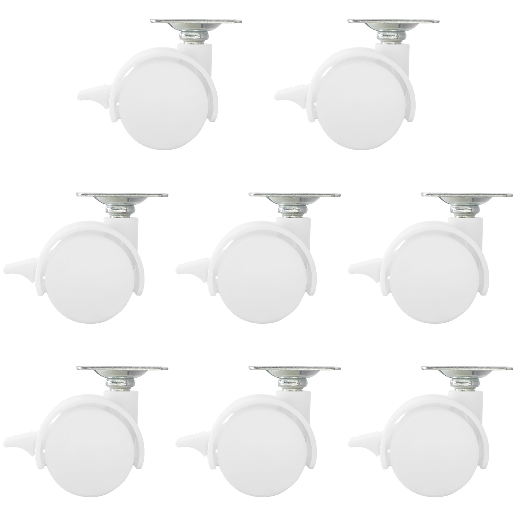 8 PCS Universal Swivel Casters with Brakes - 360° Rotating Castor Wheels for Carts Shelves, and More (White, 1 inch) - Image 3