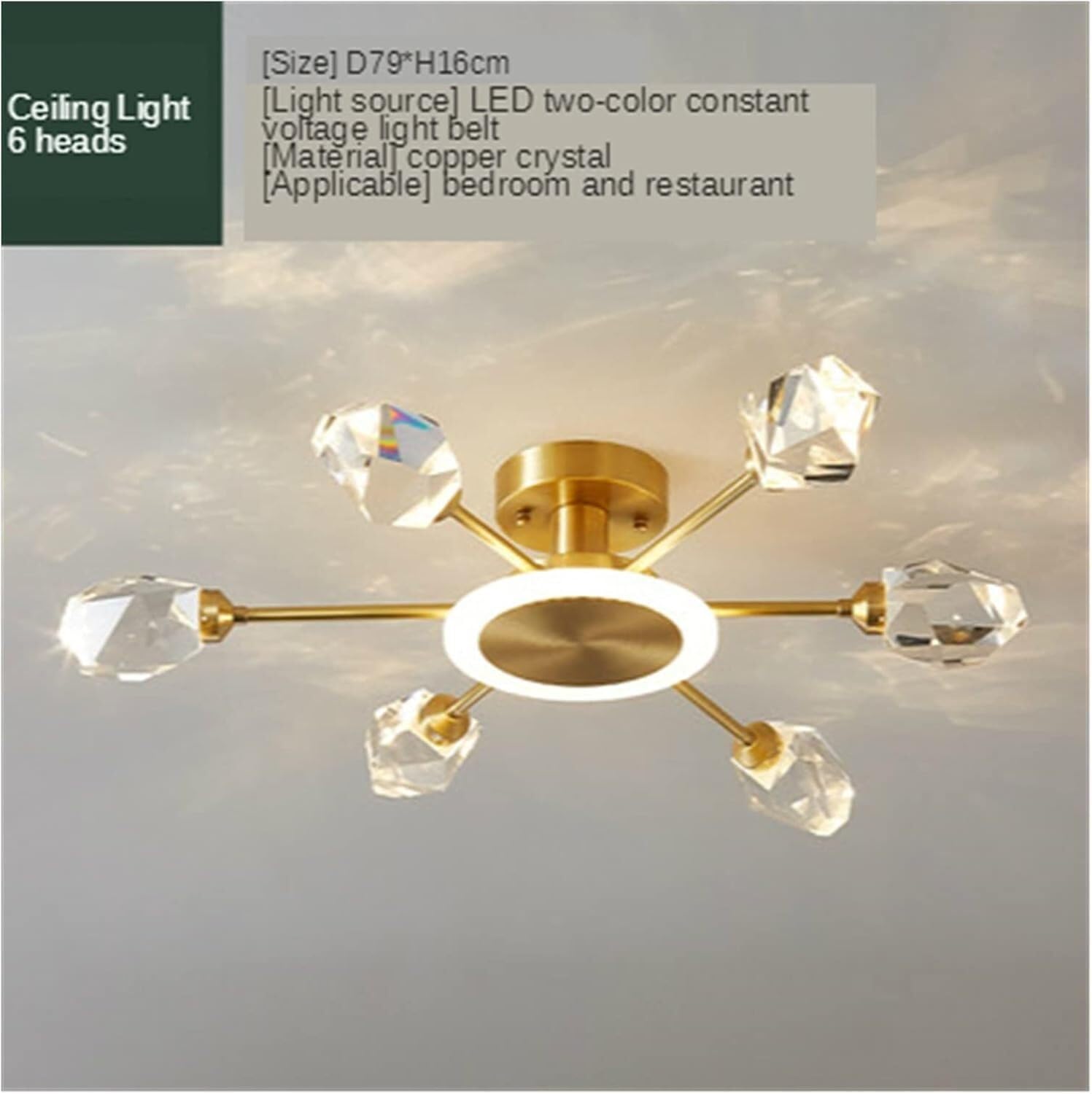 Brass Ceiling Lamps Dining Room Kitchen Fixture Led Ceiling Lights Bedroom Lighting Crystal Lampshade Ceiling Light Living Room