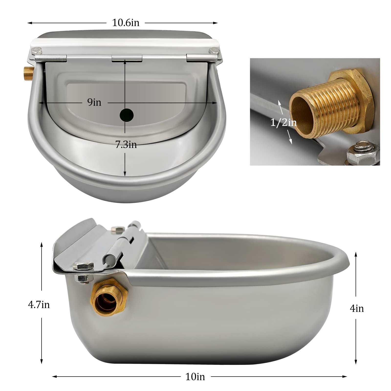 Ciotola Acqua Automatica Per Cani Capre Abbeveratoio Automatico In Acciaio Inox Per Animali Con Valvola A Galleggiante | 4 Litri Per Bovini, Cavalli, Capre Abbeveratoio Per Bovini E Cavalli