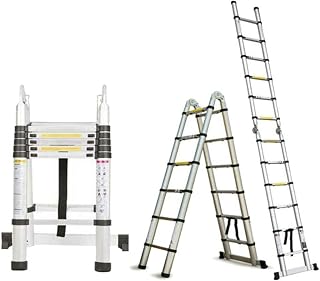 3,8M (1,9 + 1,9 m) A-Rahmen Teleskopleiter ausziehbare Leiter, Aluminium Klappleiter, tragbare Mehrzweck-Loftleiter, 150 kg Tragkraft, für Zuhause, Büro, Heimwerker, Bauarbeiter