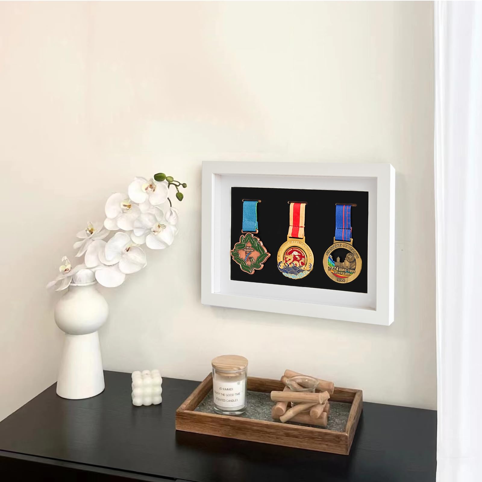 Race Bib And Medal Display For Track, Marathons, Triathlons, Races, And More – Holds Up To 28 Medal And 20 Race Bib