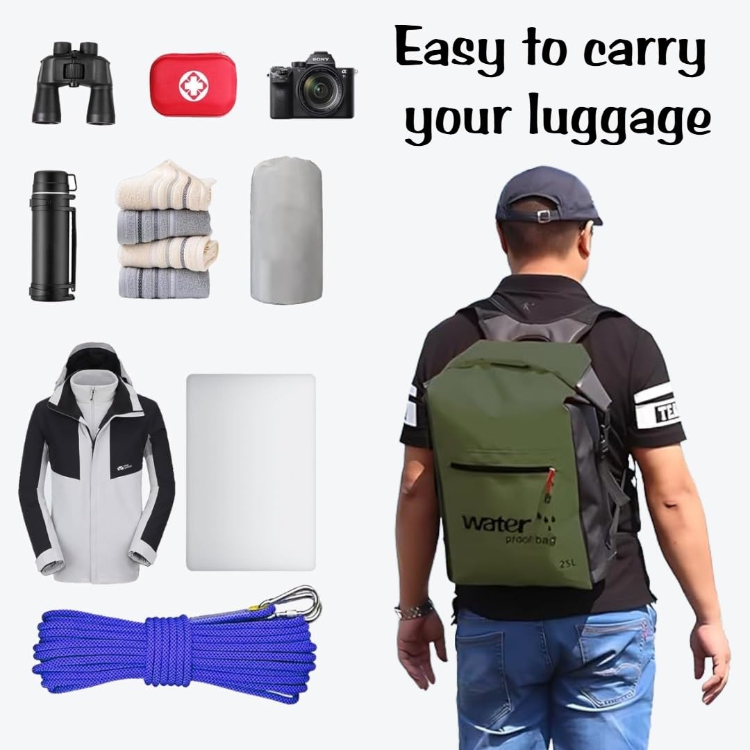TORIOX Waterproof Backpack - Heavy Duty Hiking Backpack - Roll-Top Closure Bag with Zippered Pocket- Cushioned Dry Bag for Kayaking, Boating, Fishing, Swimming, Camping, Hiking 2