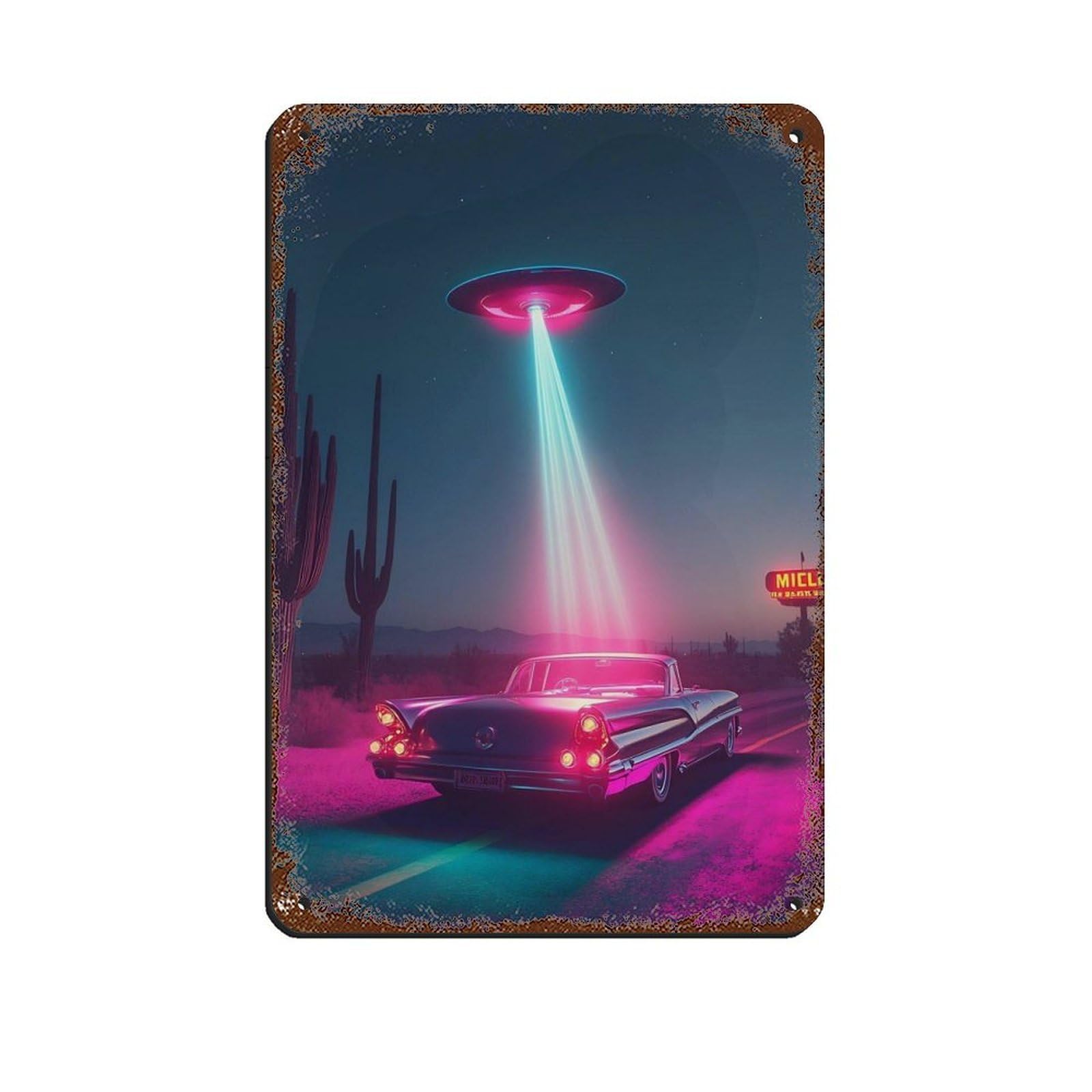 Vintage Futuristic Car Art,Sci-FiDecor Retro Poster Metal Tin Sign Chic Art Retro Iron Painting Bar People Cave Cafe Family Garage Poster Wall Decoration 8x12inch(20x30cm)