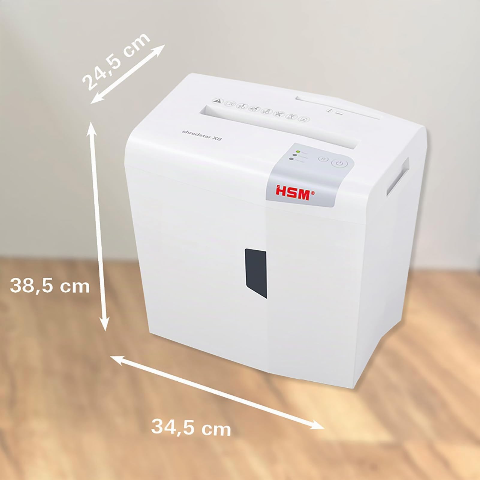 HSM Shredstar X8 - Destructora de documentos, 4.5 x 30 mm, color blanco plata | Volumen de recogida 18 l, partículas,