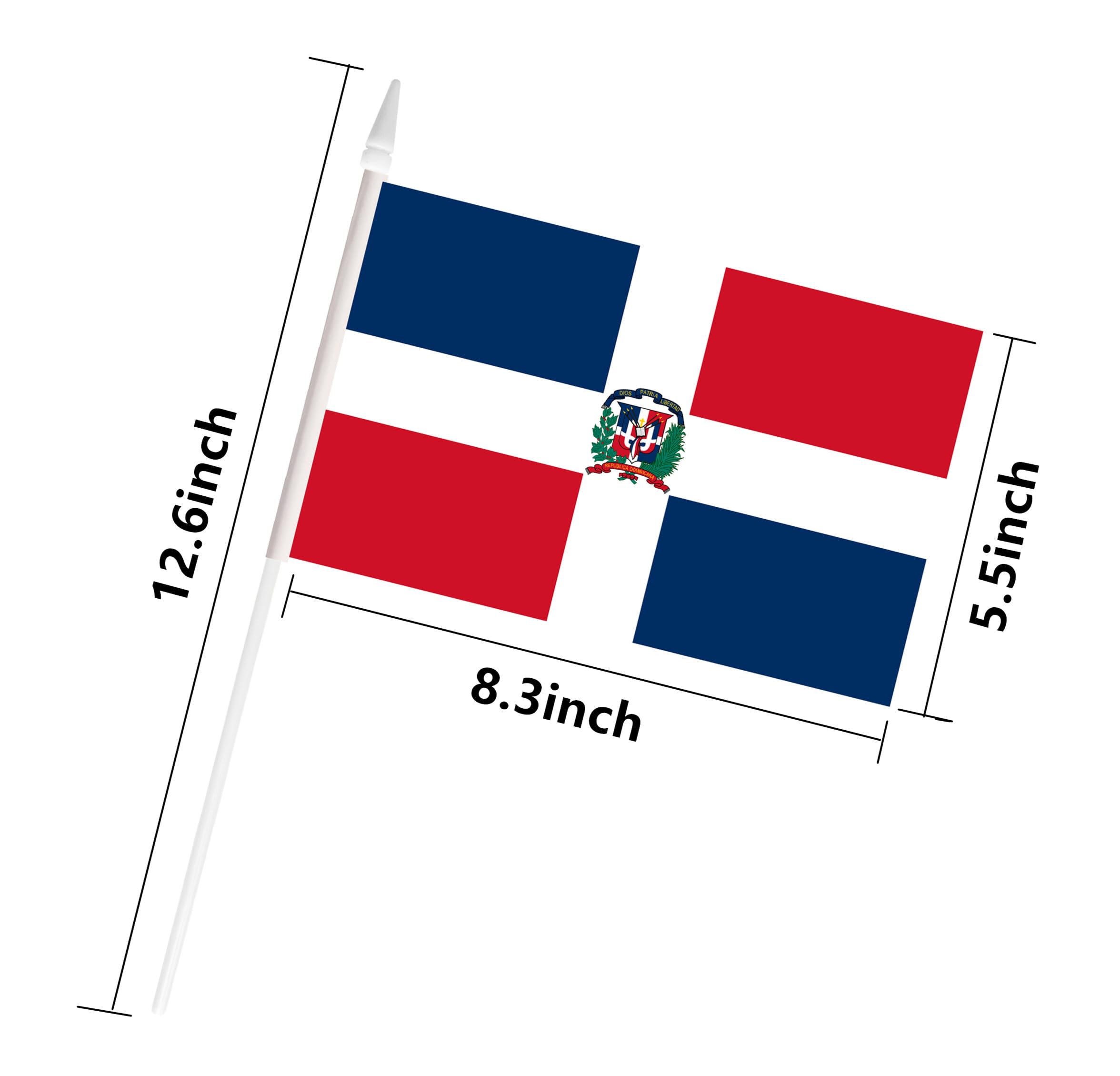 Mini-Flaggen Dominikanische Republik – 12,7 X 20,3 Cm, 20 Stück, Mit Holzstab, Für Partys & Dekoration