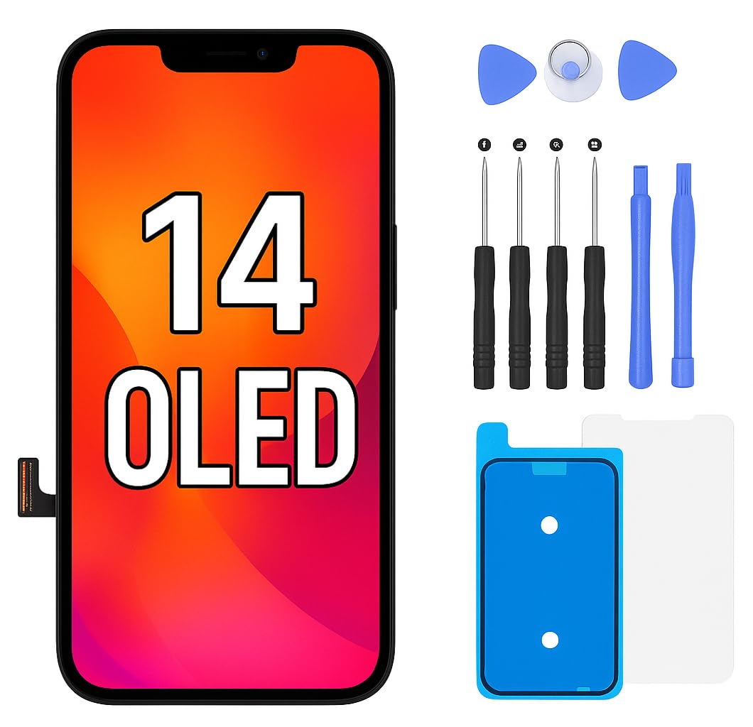 Screen for iPhone 14 OLED Replacement FHD 6.1 Inch Display Touch Screen Digitizer and Complete Repair Kit (OLED