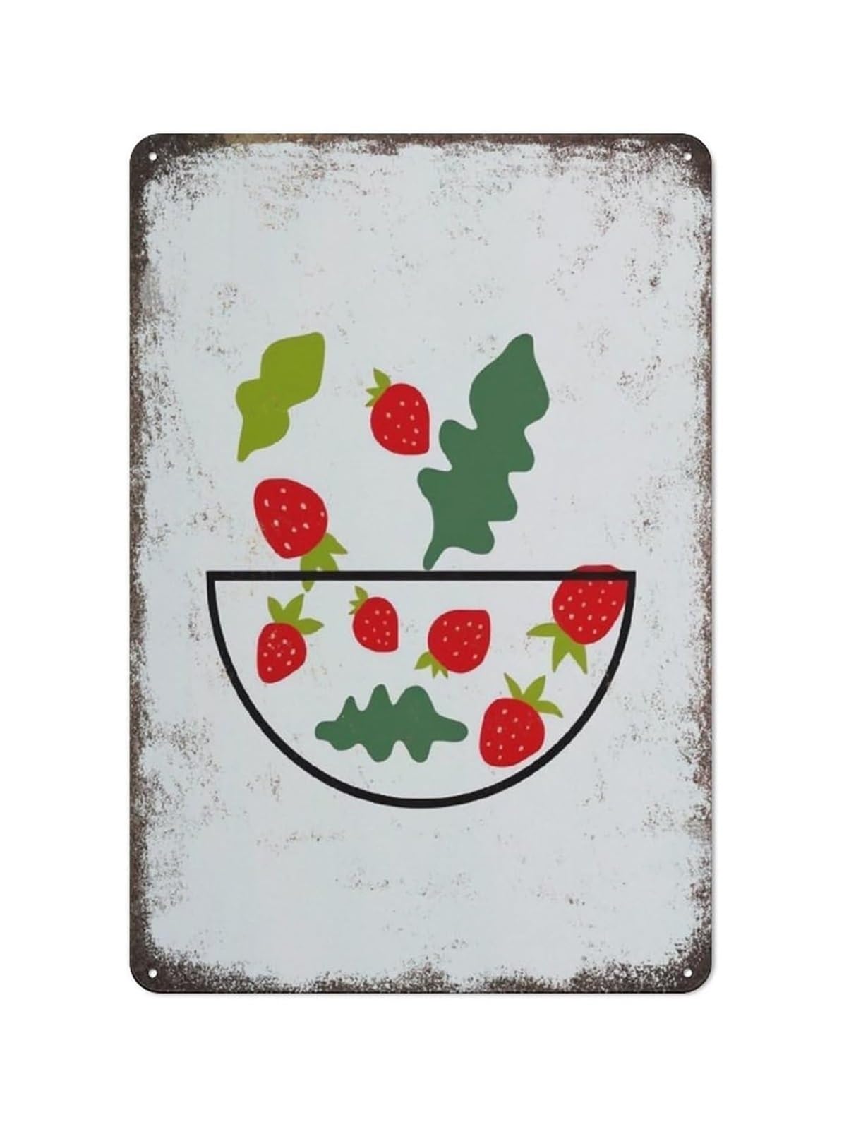 MQXFCZUX Vintage Strawberry Kitchen Sign Metal Tin Sign Rustic Fruit Wall-Art for Farmhouse Kitchen Cafe Dining Room Wall Decor 8 X 12 inch