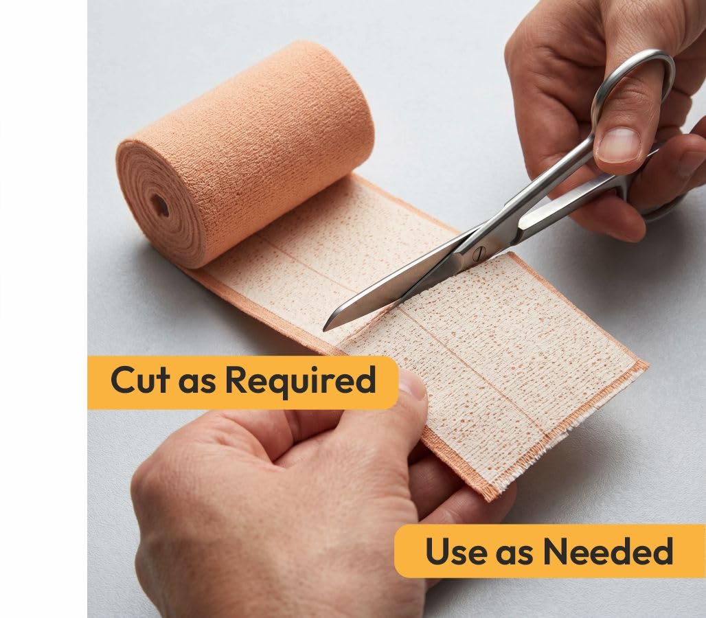 Top O Plast Elastic Adhesive Bandage 10 cm x 1/2 m Stretch Length | Self-Adhesive Compression Bandage for Dressing Retention, Wound Care, Sprains, Strains, Joint Support & Sports Injuries 3
