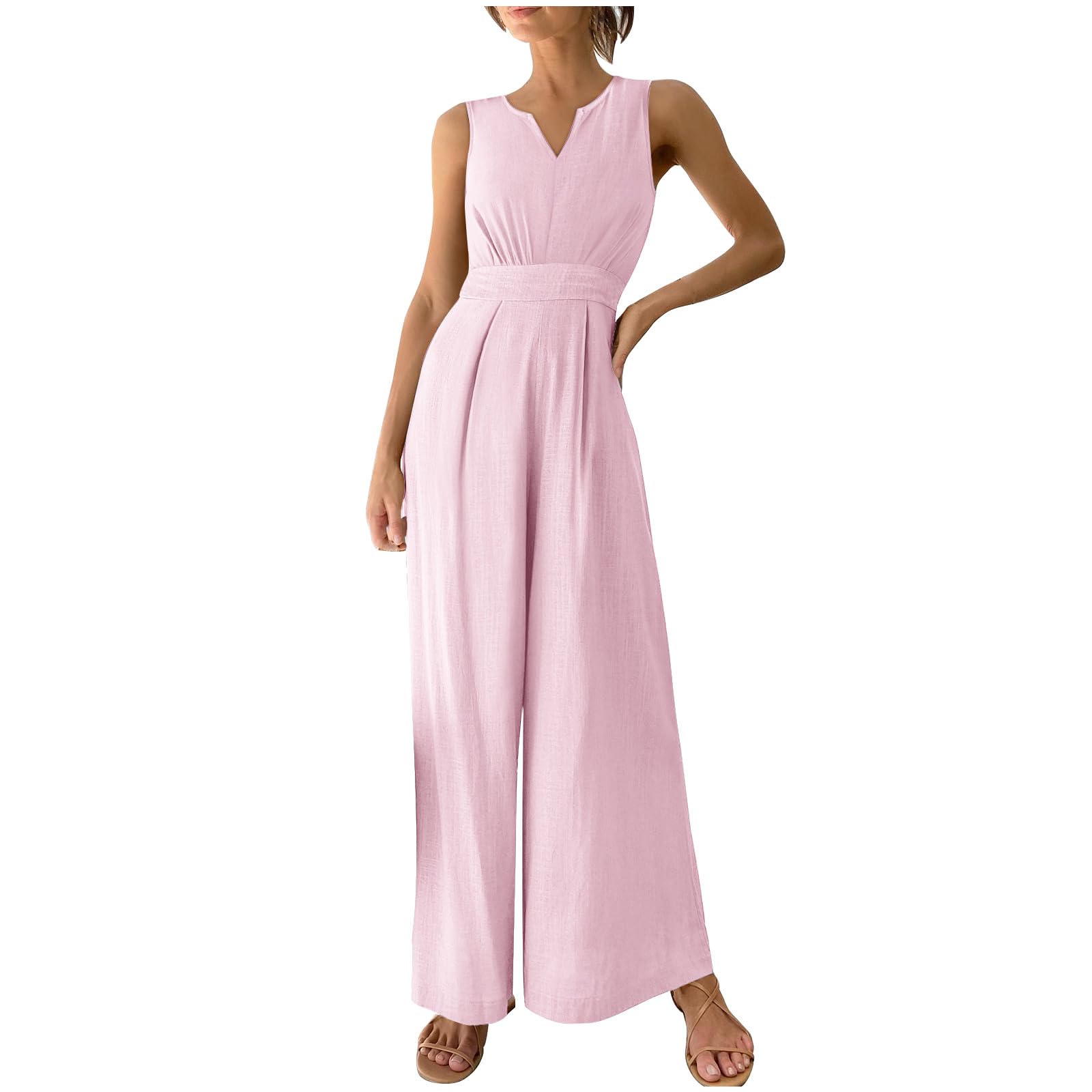 NUSGEAR Mono Peto Mujer 2024 elegante Jumpsuit Moda Petos Pantalones Largo Vestido de noche Viste Suelto Rompers Pierna Ancha Fiesta Camiseta sin manga verano Peto playa Vacaciones