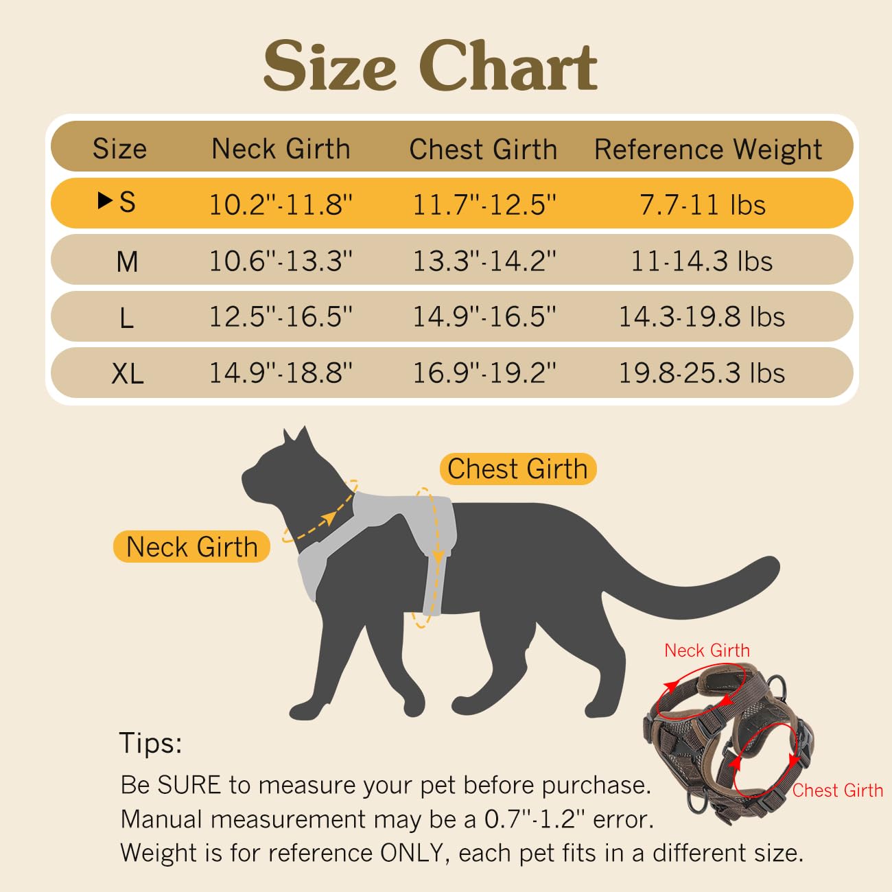 VavoPaw Cat Harness and Leash Set for Walking, Adjustable Kitten Vest Harness with Reflective Strip Breathable Mesh, Escape Proof Soft Pet Safety Vest for Cats, Kittens, Puppies, S Coffee - Image 2