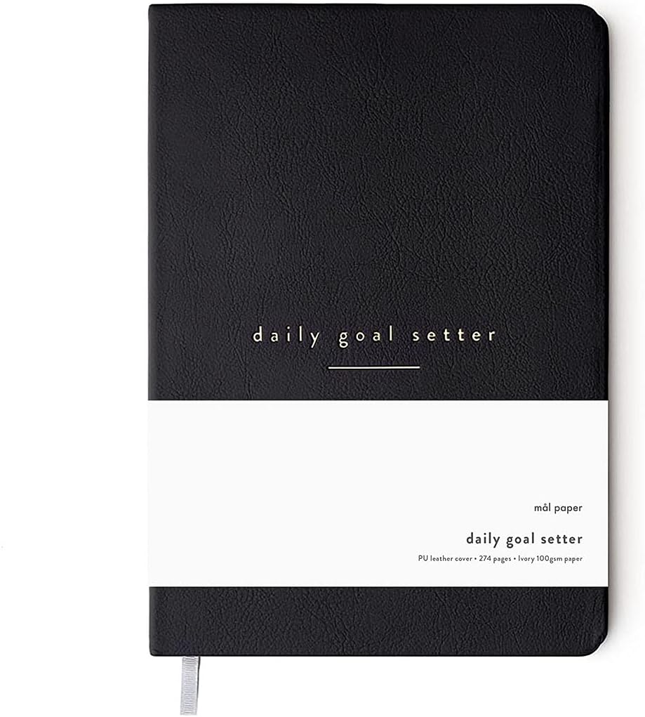 Mal Paper Daily Goal Setter Planner Black, 6 Month 274