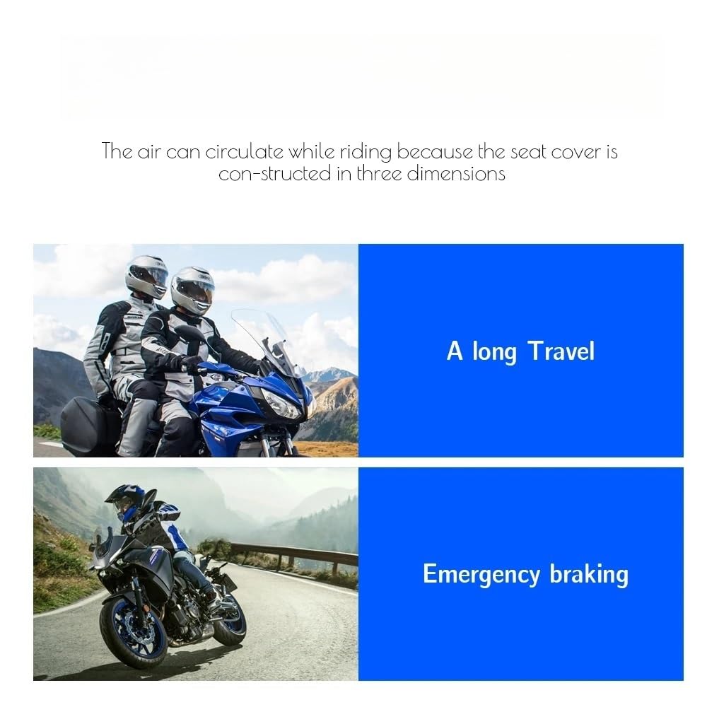 Funda para Asiento Moto Funda de Asiento de Tela de Malla Antideslizante para Motocicleta, cojín Transpirable para YA&MAHA Tracer 7 Tracer 700 GT MT-07 Tracer Fundas Asiento